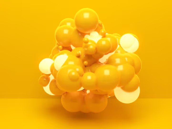 3D bubbles representing the structure of a webpage.