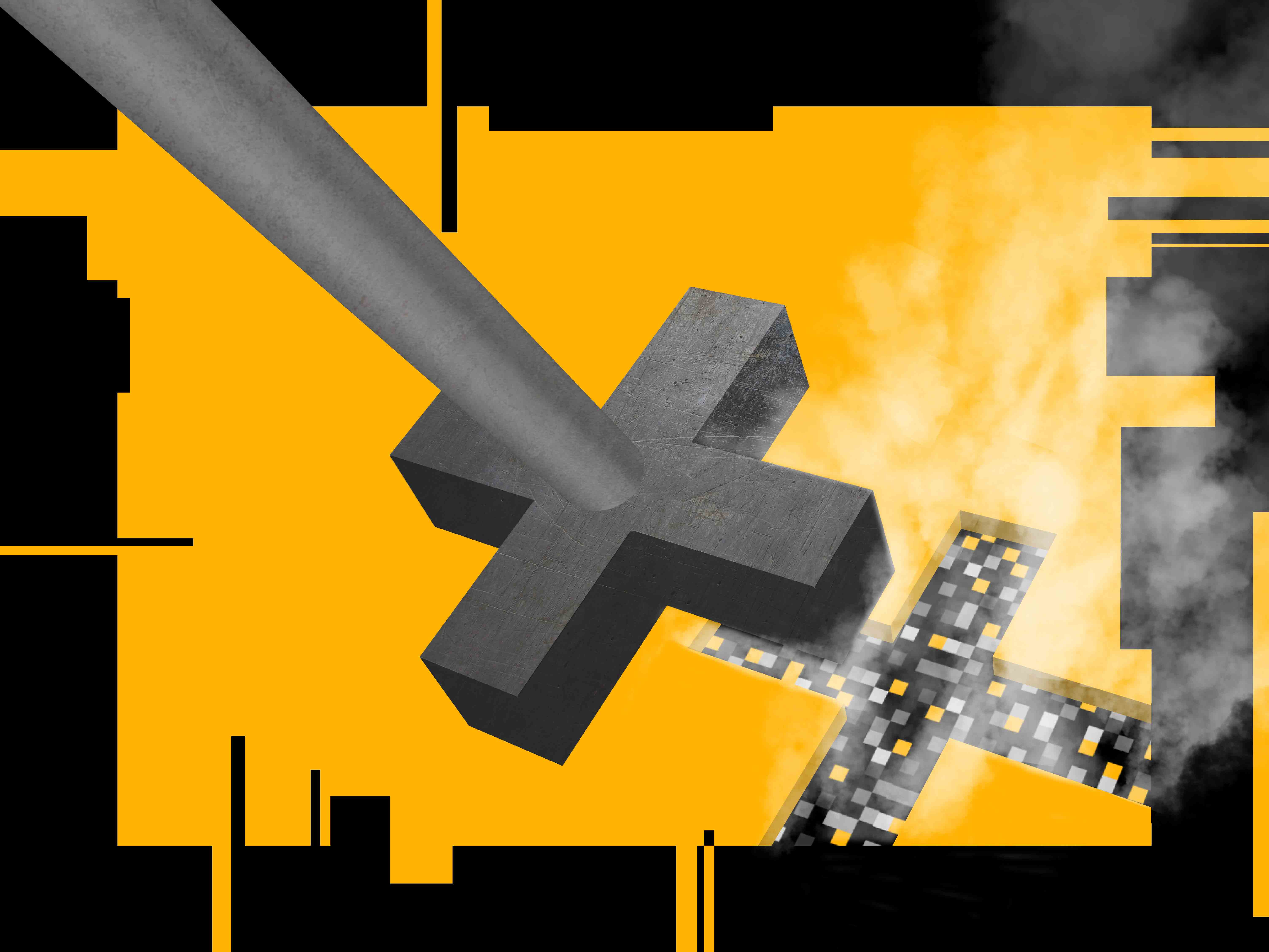A branding iron pressed into a technology background showing the imprint branding leaves behind.