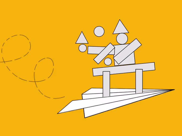 Illustration of a Digital Project Manager on a paper aeroplane.