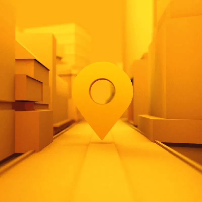 3D geo pin representing augmented reality (AR) in the real world