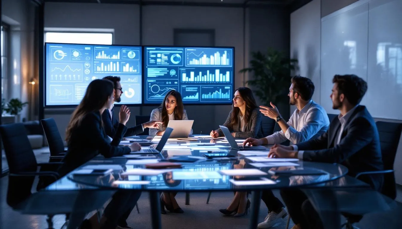 A sales team is collaborating effectively, utilizing a unified customer data platform to streamline business processes and enhance customer experience. The image highlights the integration of multiple systems, showcasing the benefits of CRM integration in managing customer relationships and improving operational efficiency.