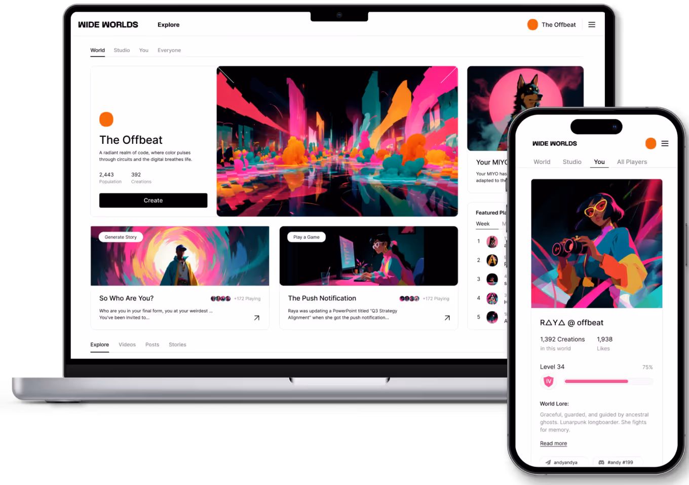 Wide world dashboard mockup on laptop and mobile
