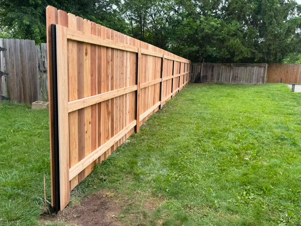 Wood privacy fence installed along a Columbus back yard
