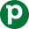 p Circular container with a lowercase p-shaped graphic.
