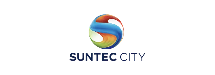 Suntec City logo with a colorful spherical design above the text.