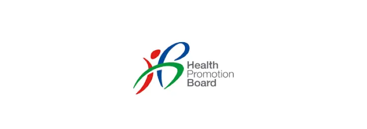 Health Promotion Board logo with abstract human figures in blue, red, and green.