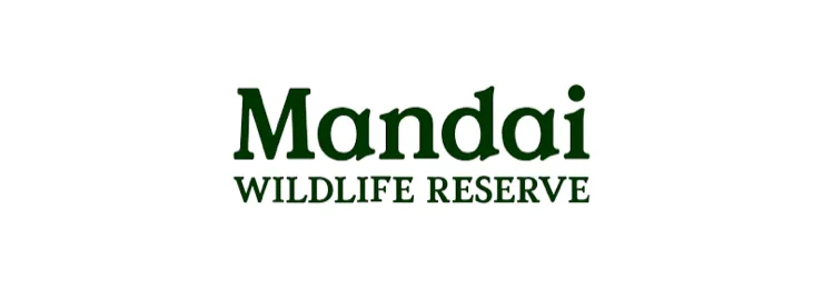 Mandai Wildlife Reserve logo in dark green text on white background.