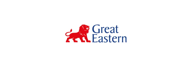 Great Eastern logo with a red lion graphic to the left of the blue text.