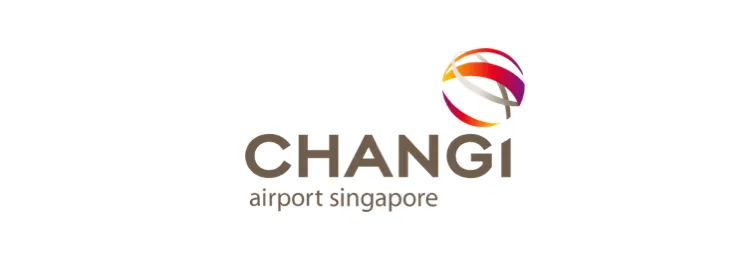 Changi Airport Singapore logo with stylized circular icon in orange, red, purple, and gray.