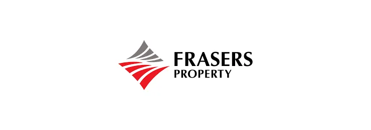 Frasers Property logo with abstract red and gray diamond shape next to black text.