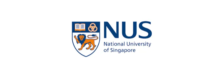 Logo of National University of Singapore (NUS) with a shield and university name.