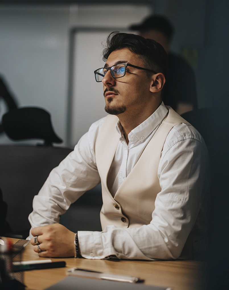 Person in a finance presentation at work