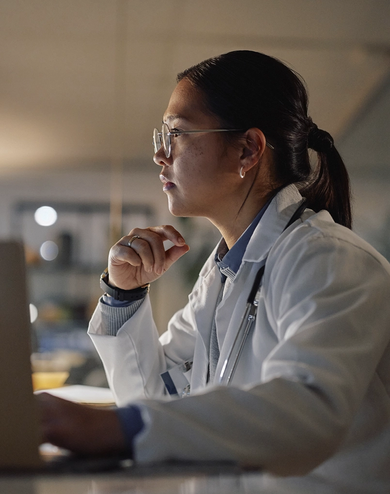 Medical practitioner processing research in lab