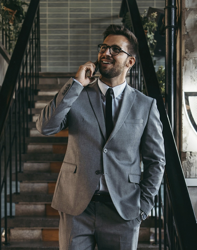 Real estate agent on call with client