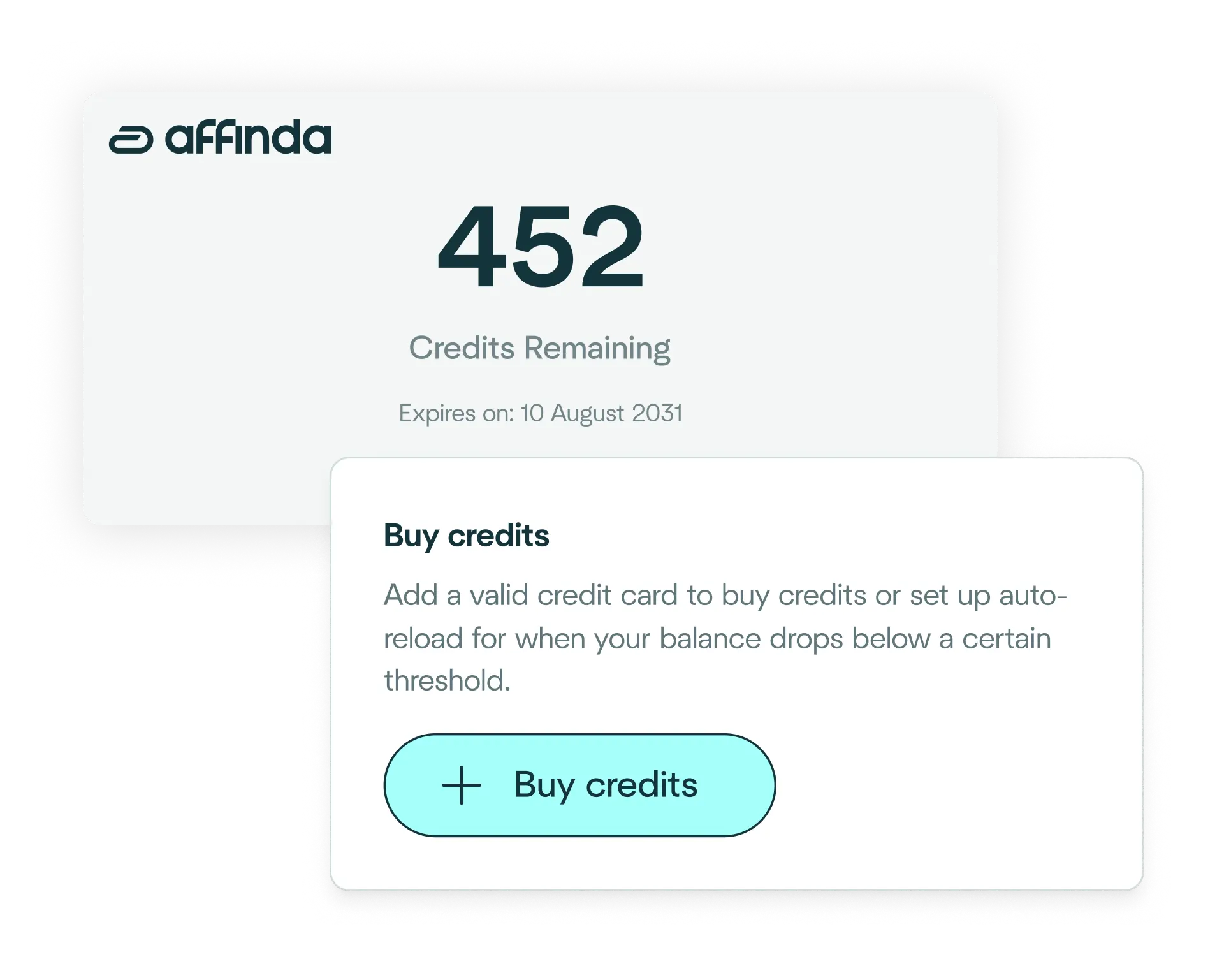 Example of billing credits in the platform