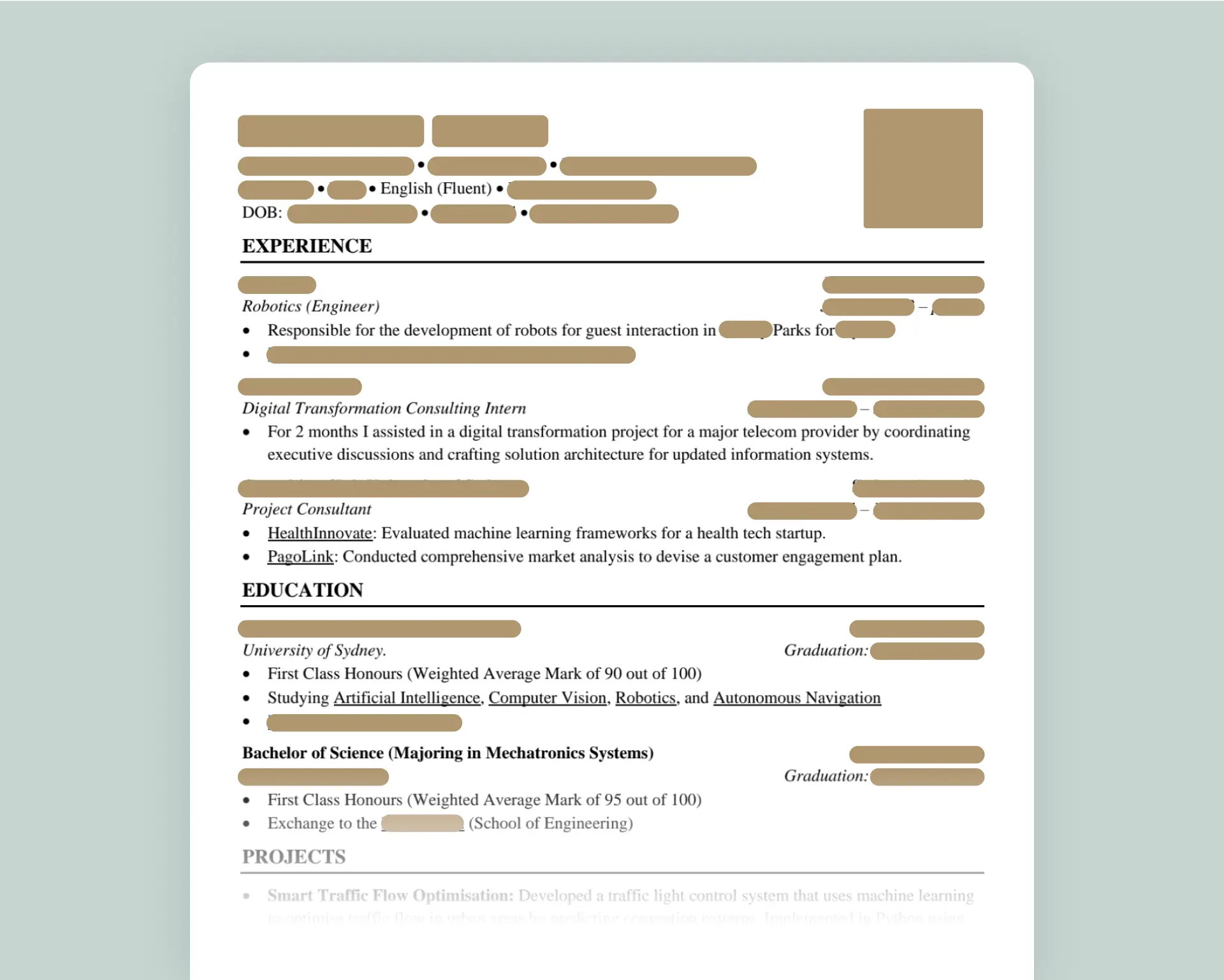 Visual of how AI recruitment technology redacting resume data