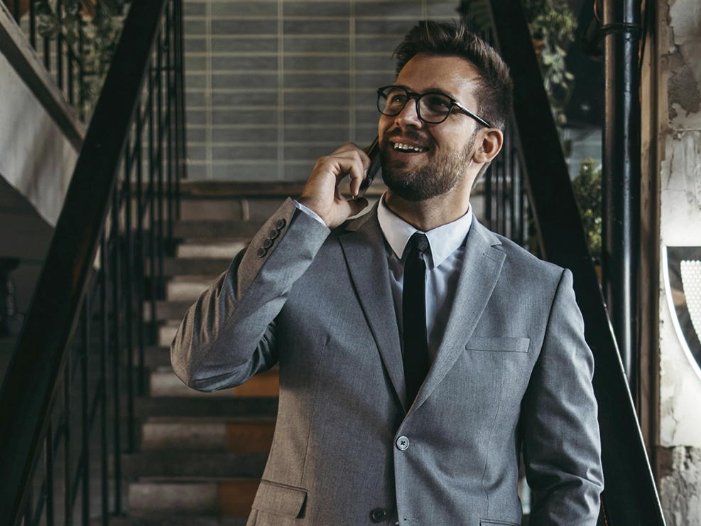 Real estate agent on call with client