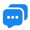 Blue chat bubbles with three dots, representing messaging or communication