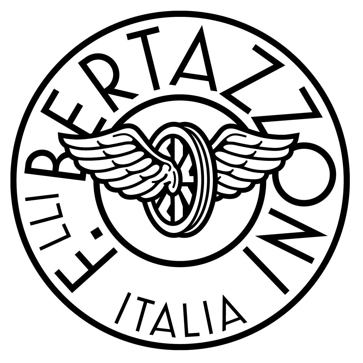 Bertazzoni Italia logo featuring a winged wheel inside a circle.