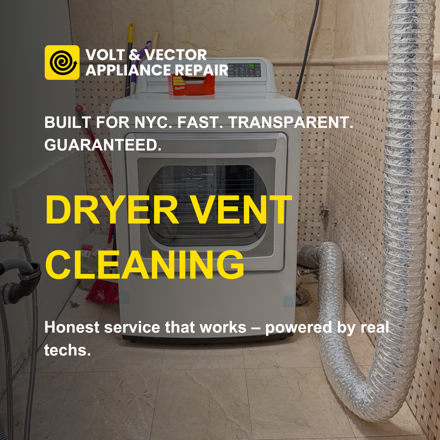 Volt & Vector Appliance Repair dryer vent cleaning service advertisement