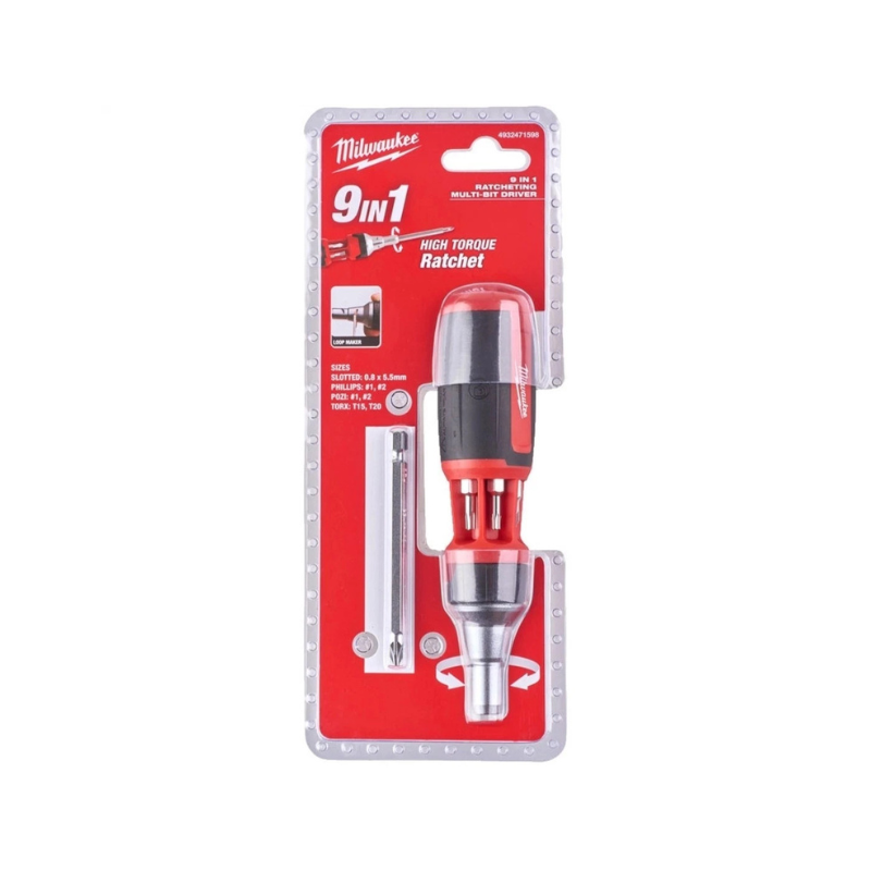 Milwaukee 9-in-1 Ratcheting Multi-Bit Screwdriver - Universal Shank