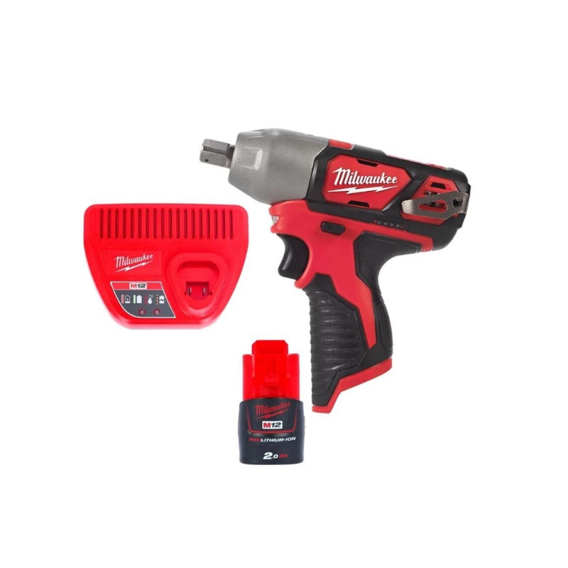 Milwaukee M12BIW12 12V 1/2" Cordless Impact Wrench 1 x 2.0Ah Battery + Charger