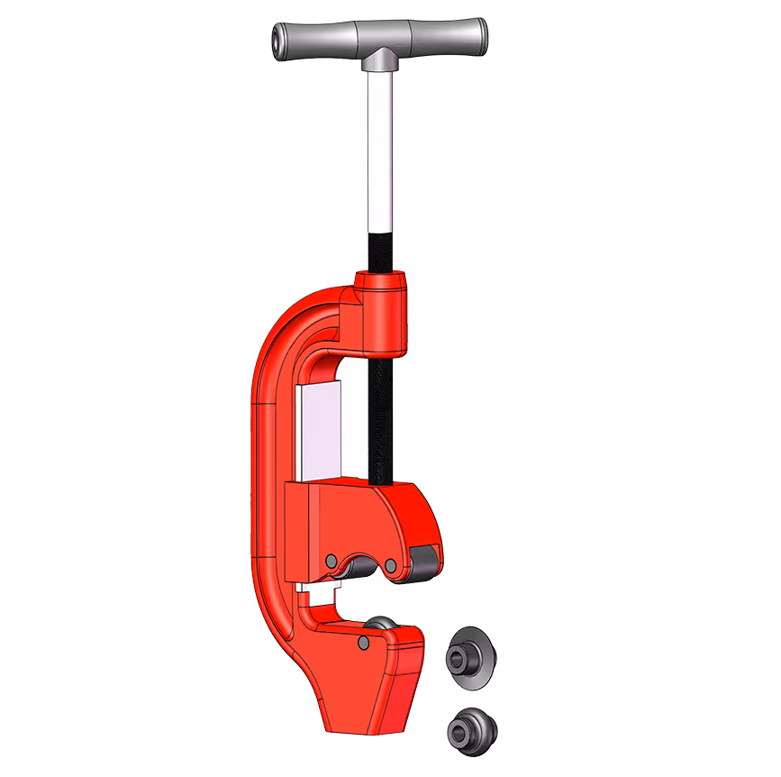 The roll-on connector crimping tool ensures easy field installation of the
roll-on connector to the coiled tubing.
The crimping tool has two interchangeable wheels, one of which is used to swage the coiled tubing onto the roll-on connector. The other is a cutting wheel which can be used to cut the coiled tubing.