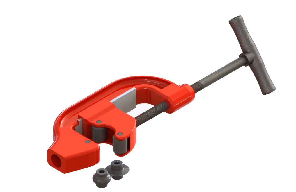 The Crimping Tool is supplied with special profile crimping wheel to allow assembly of Coiled Tubing Roll-On Connector and also a cutter wheel for removing the Coiled Tubing. 