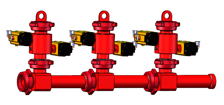 The pitching device controlled remotely is used for multi-stage pitching construction under high-pressure well conditions and can be applied to the segmented fracturing drop ball construction process. This pitcher can safely release the ball in remote control mode, and can safely and efficiently complete multi-stage hydraulic fracturing construction.
