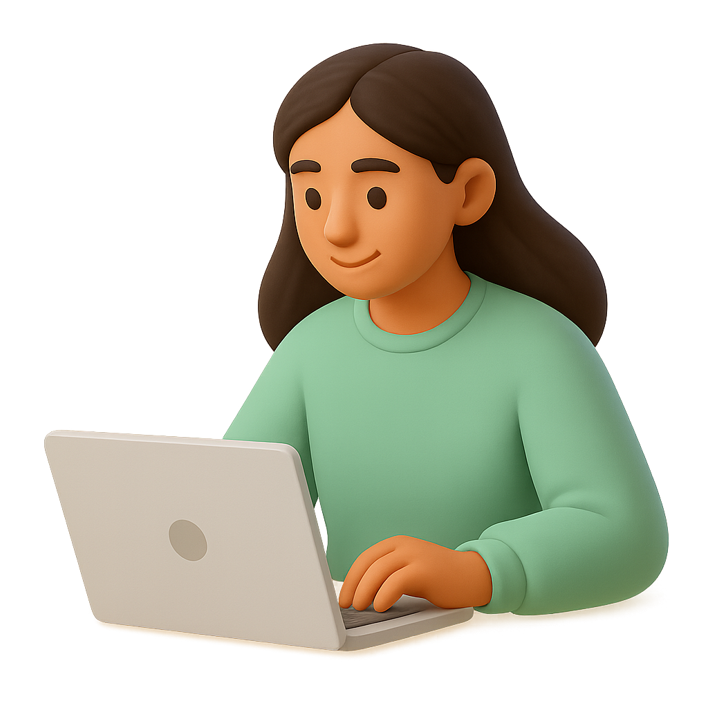 Woman writing on a laptop