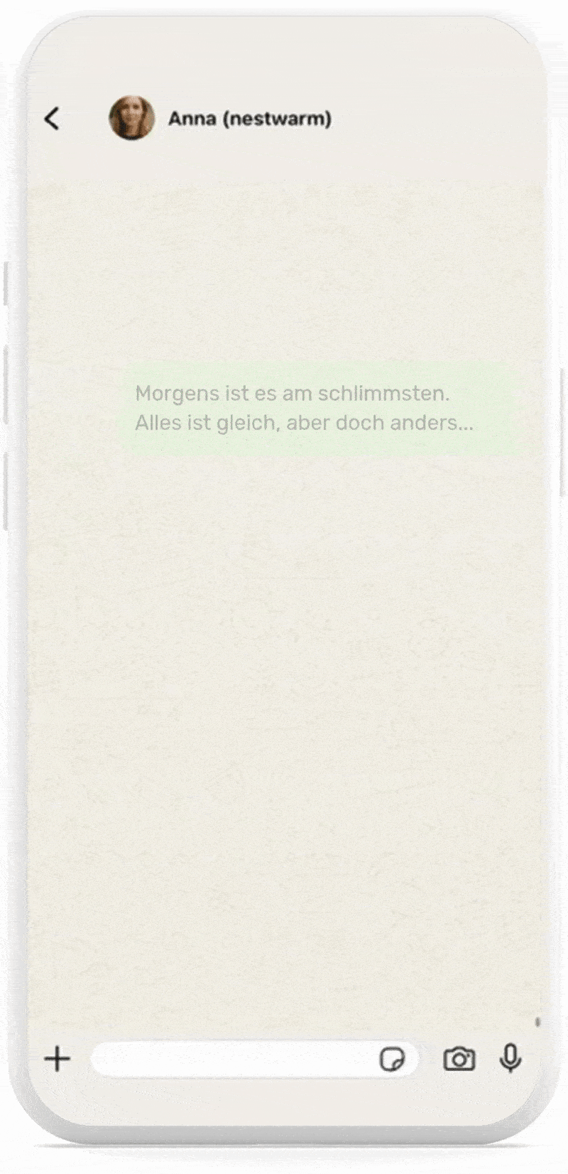 Screenshot von Nestwarm Chat gegen Einsamkeit nach einem Verlust