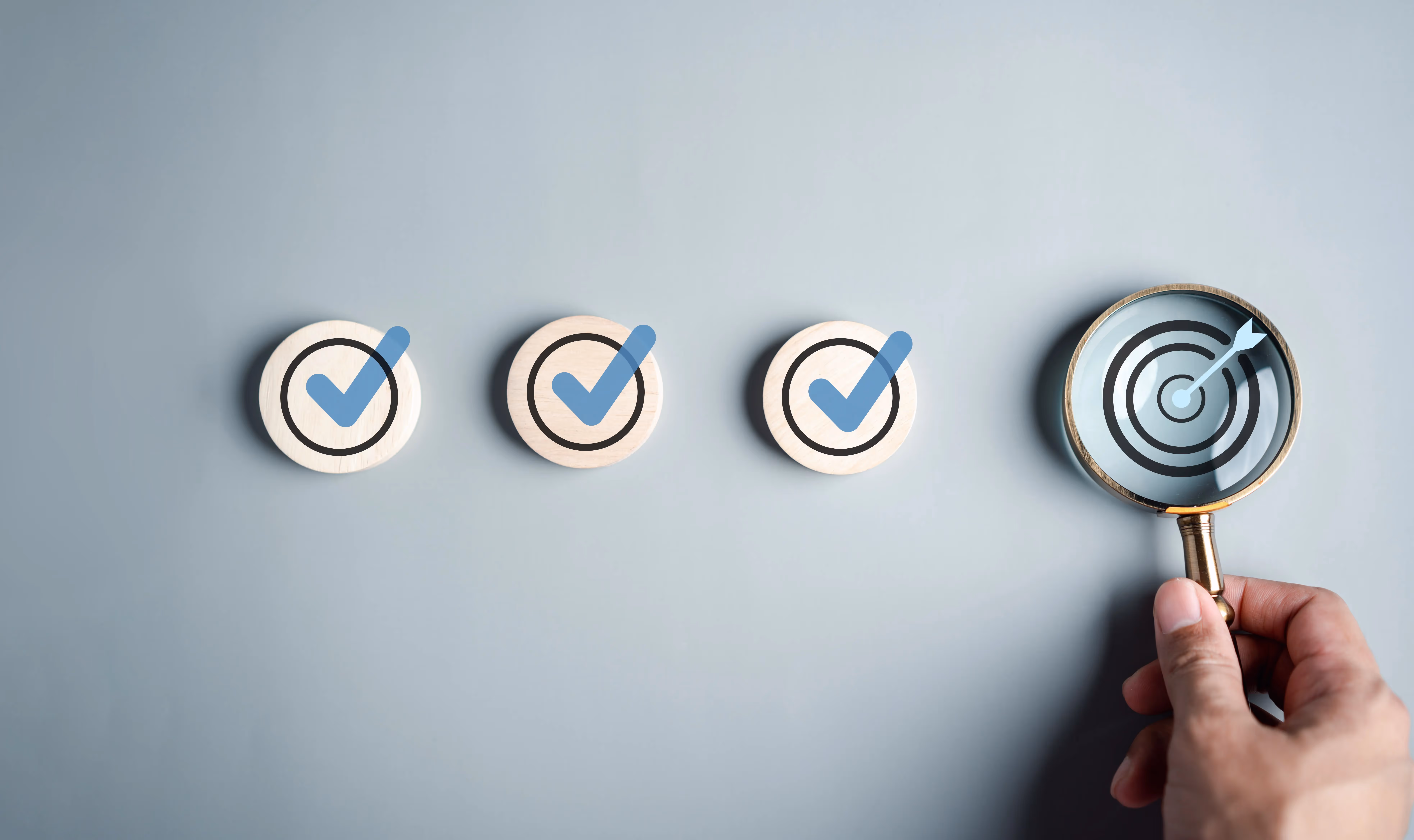 Image showing three objectives achieved and the goal being attained
