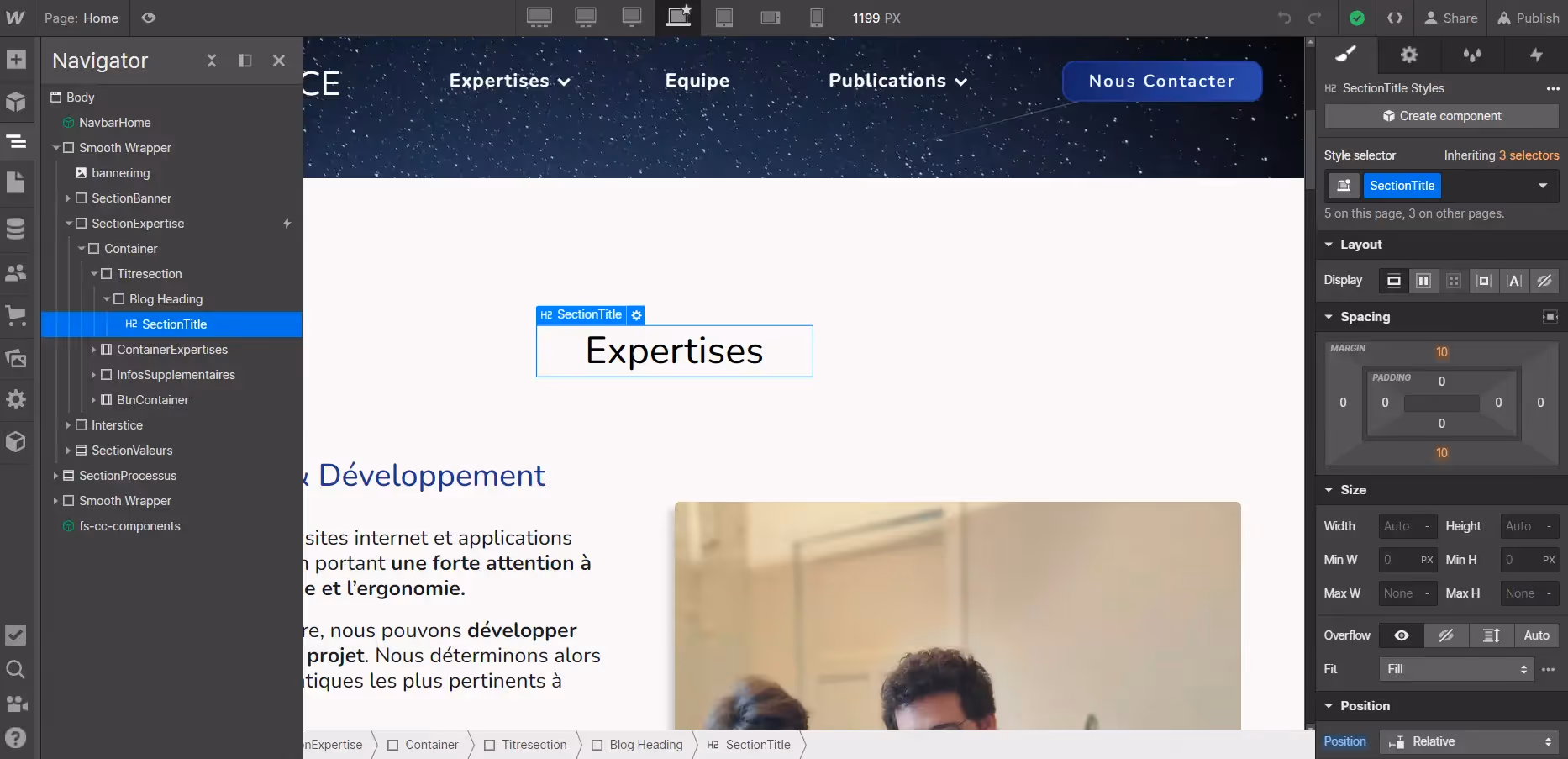 Webflow interface