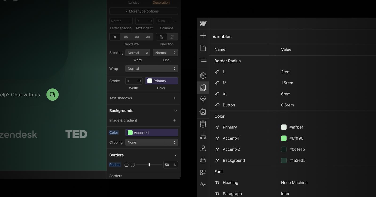 Webflow variables