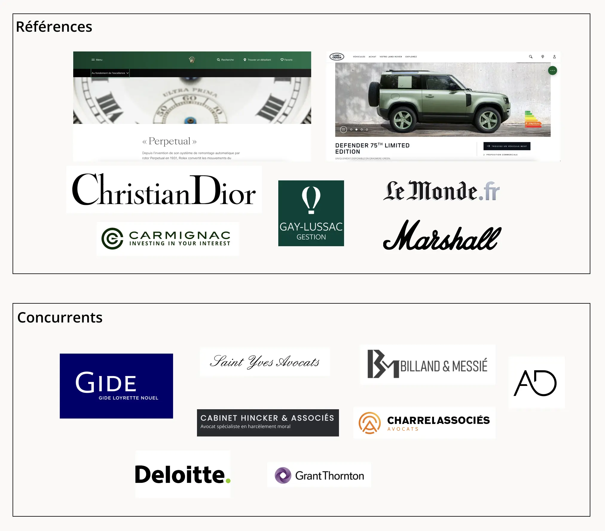 example of references and competitors for a classy lawier