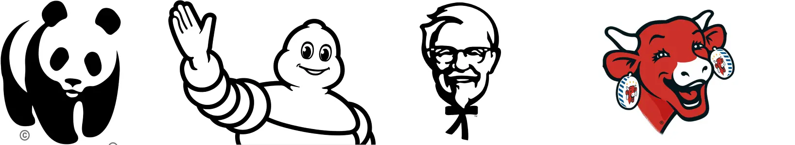 logos of WWF, Michelin, KFC and la vache qui rit