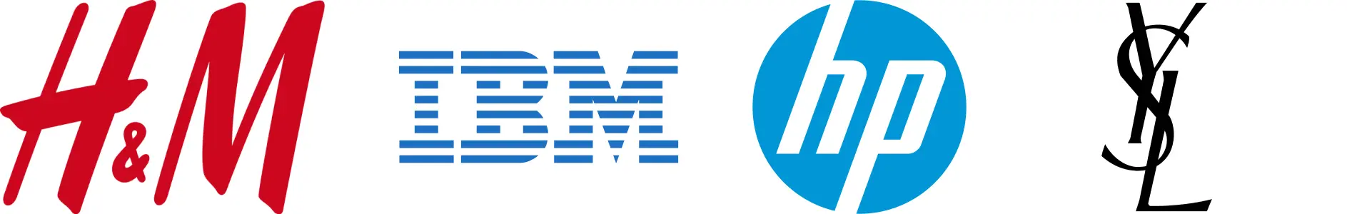 logos of H&M IBM HP and YSL
