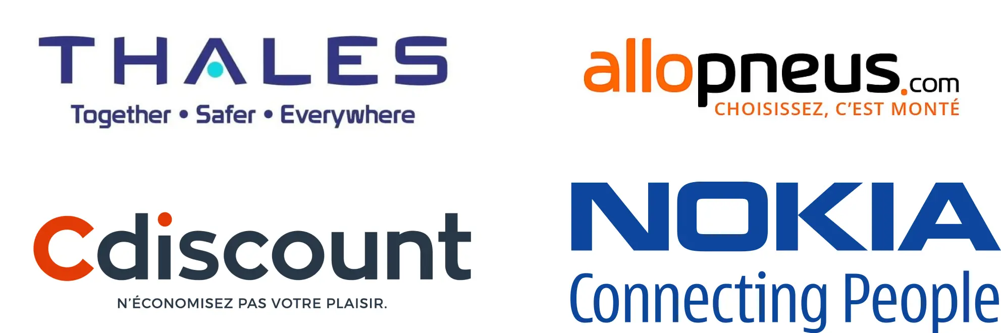 logos of thales, cdiscount, allopneus and nokia