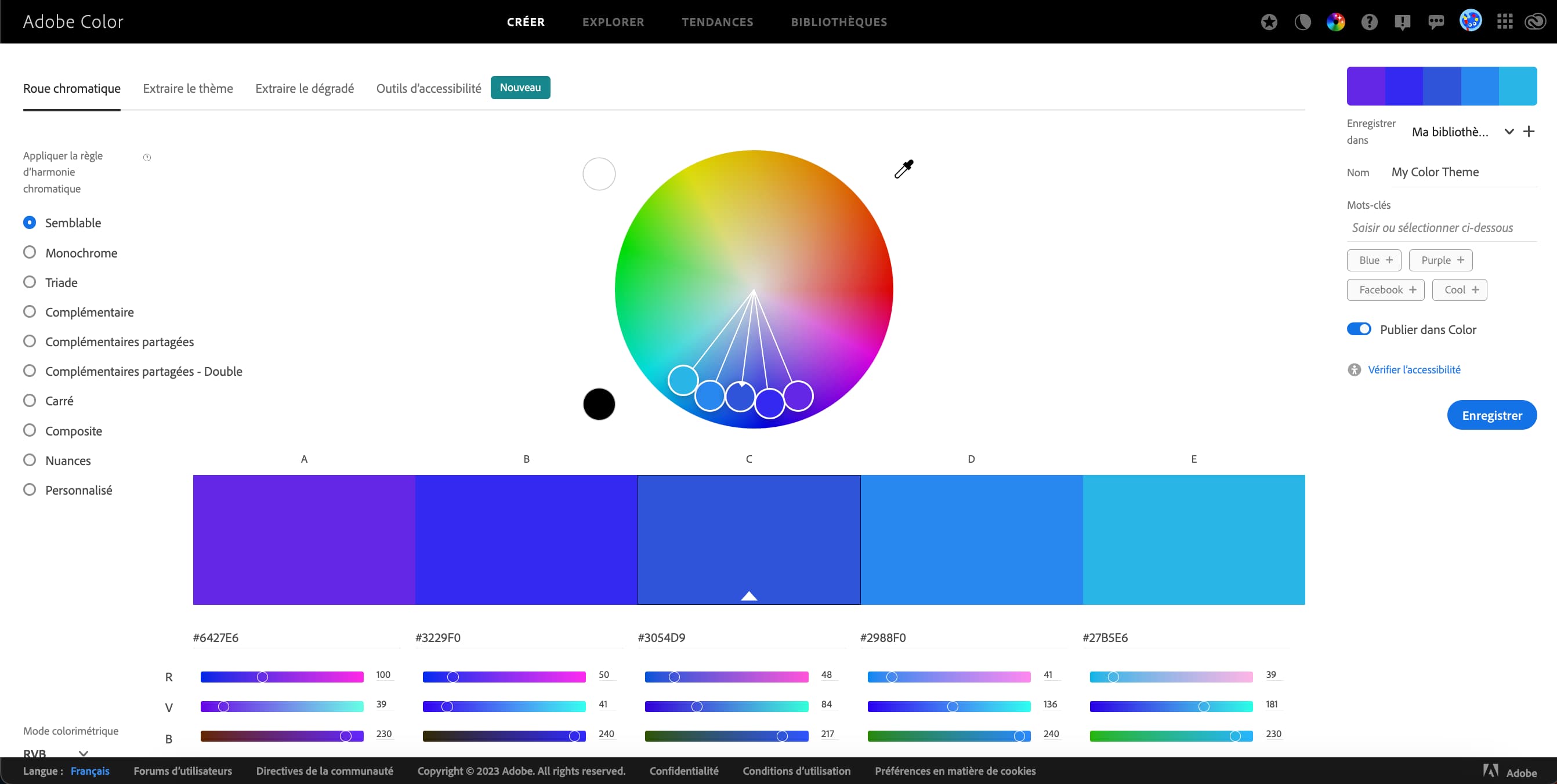 Adobe Colors's Interface