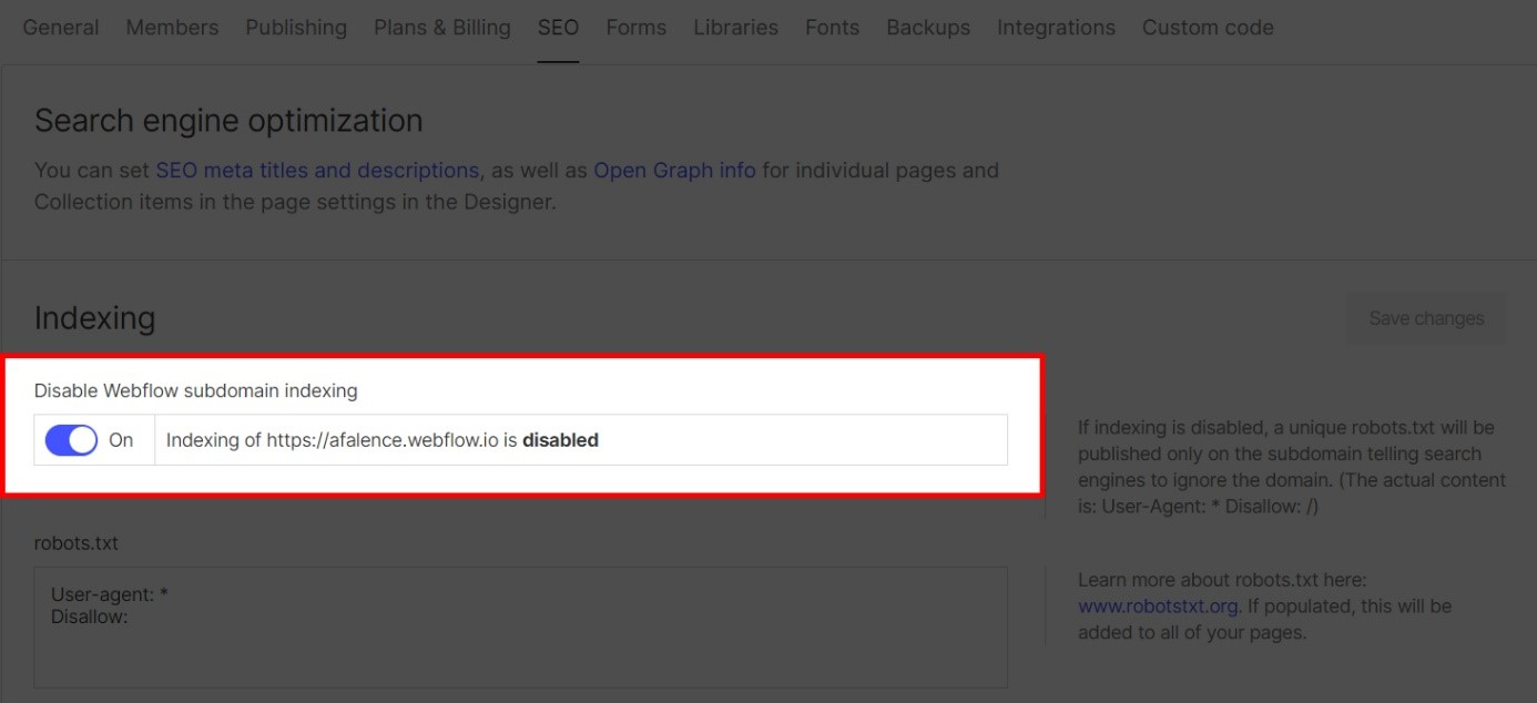 Indexing in Webflow