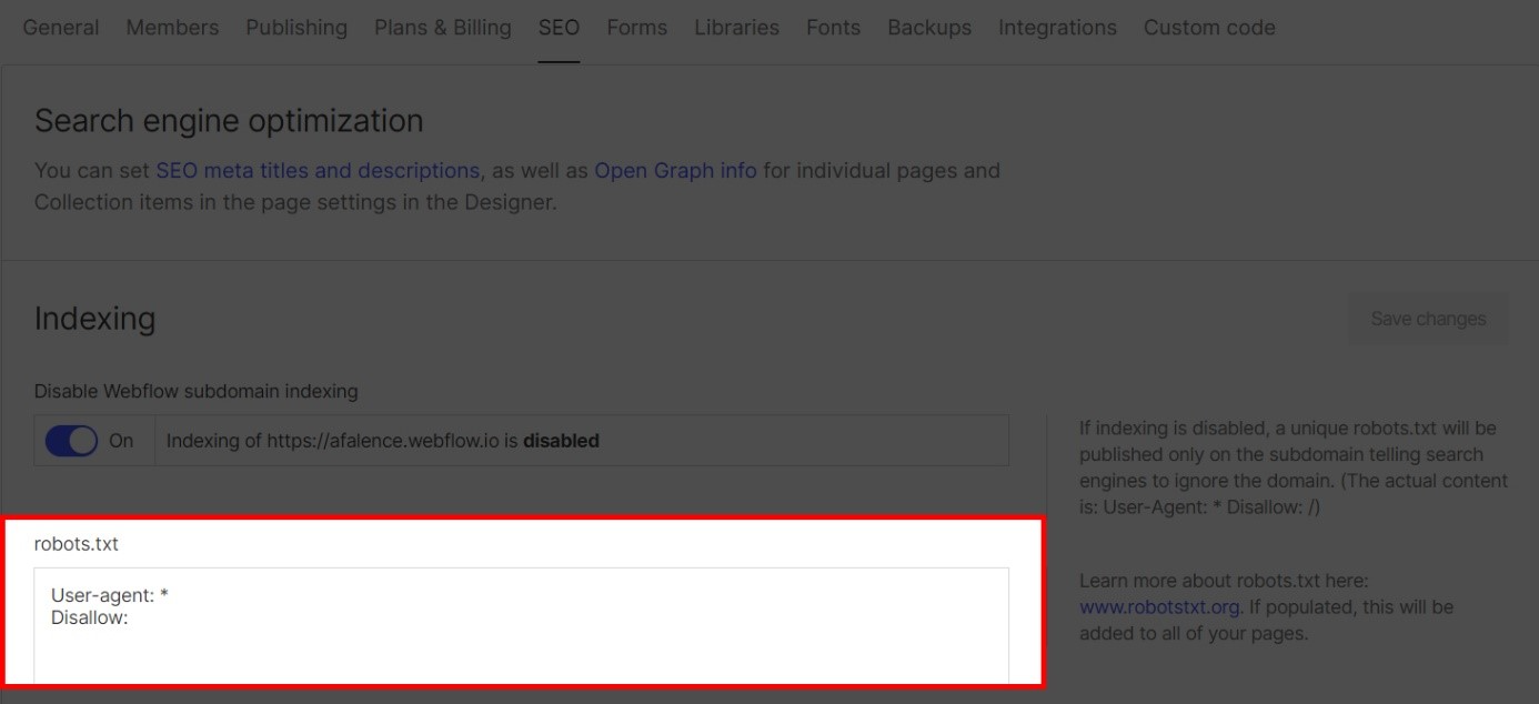 Robots.txt in Webflow