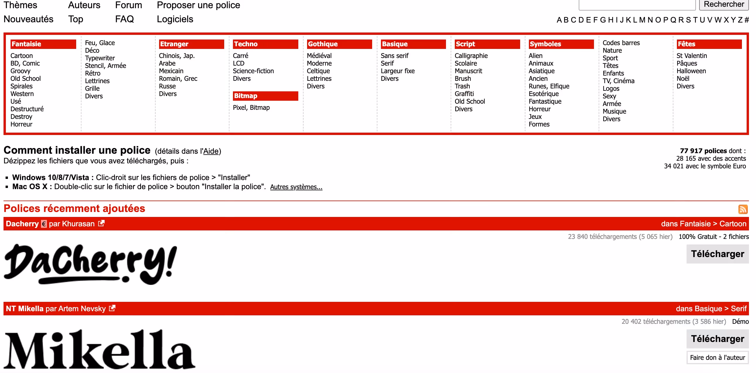 Dafont website shown