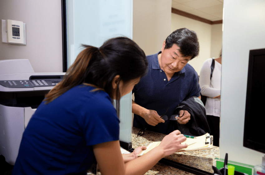 patient intake forms nurse front desk