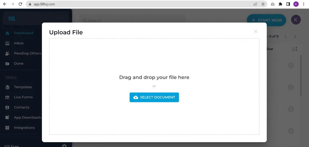 Adding signature in Fill Electronic Signature Web App