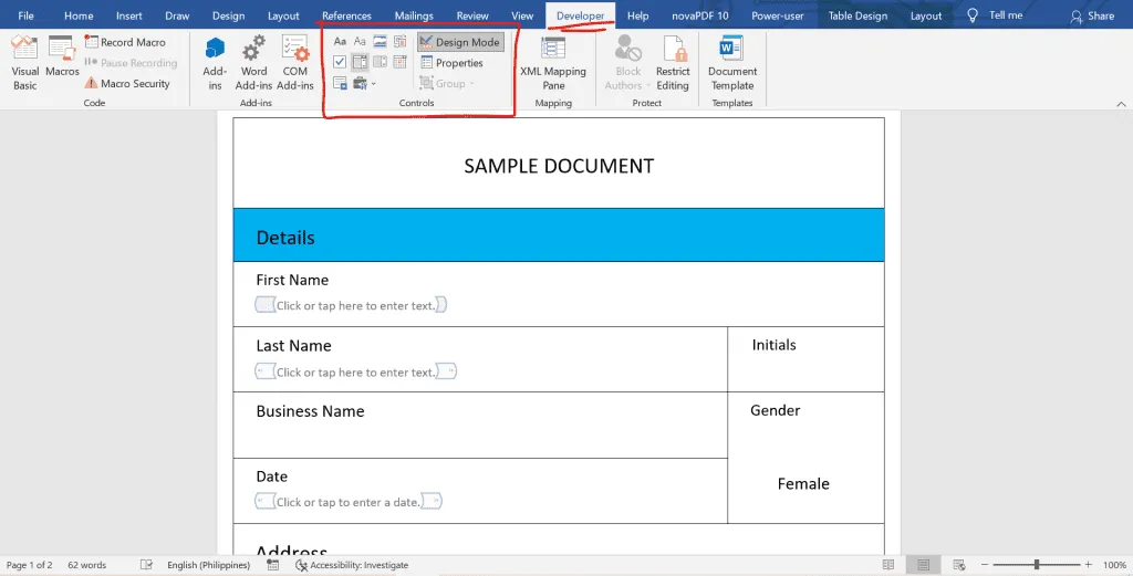 make fillable forms ms word
