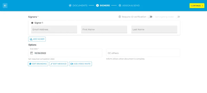 step 2 Step 1 on how to request a signature on a document using Fill