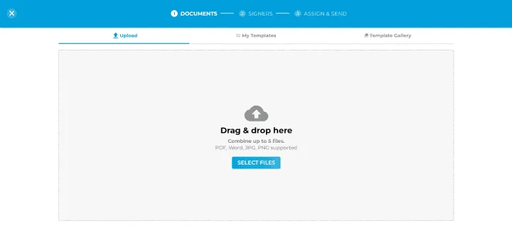 Step 1 on how to request a signature on a document using Fill