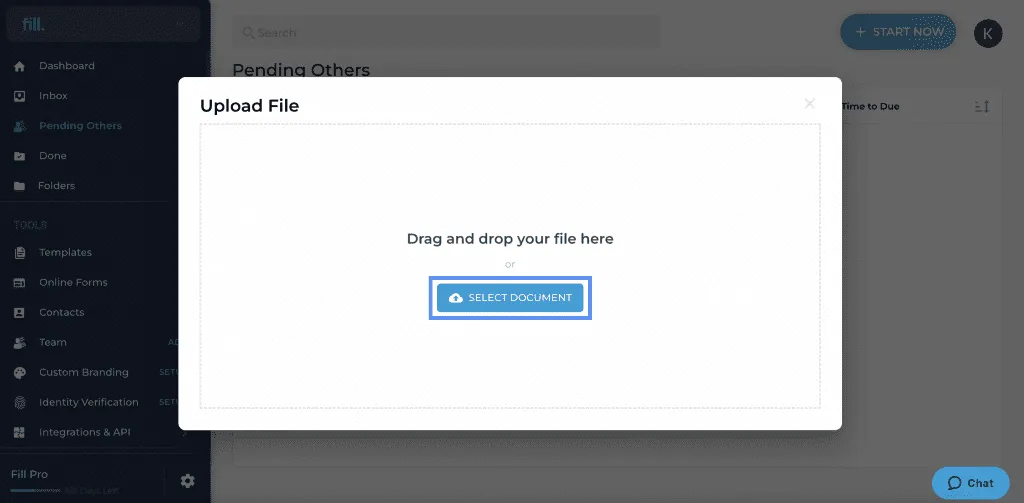 sign with fill select a document or drag and drop