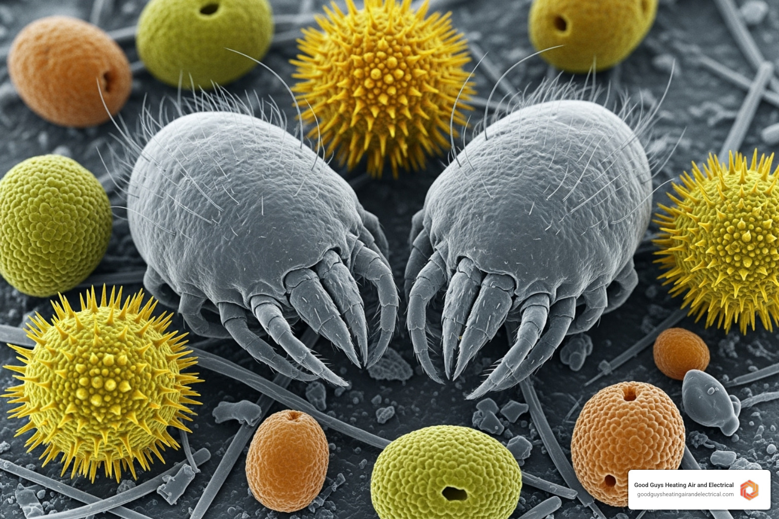 microscopic view of dust mites and pollen grains - clean indoor air monroe wa