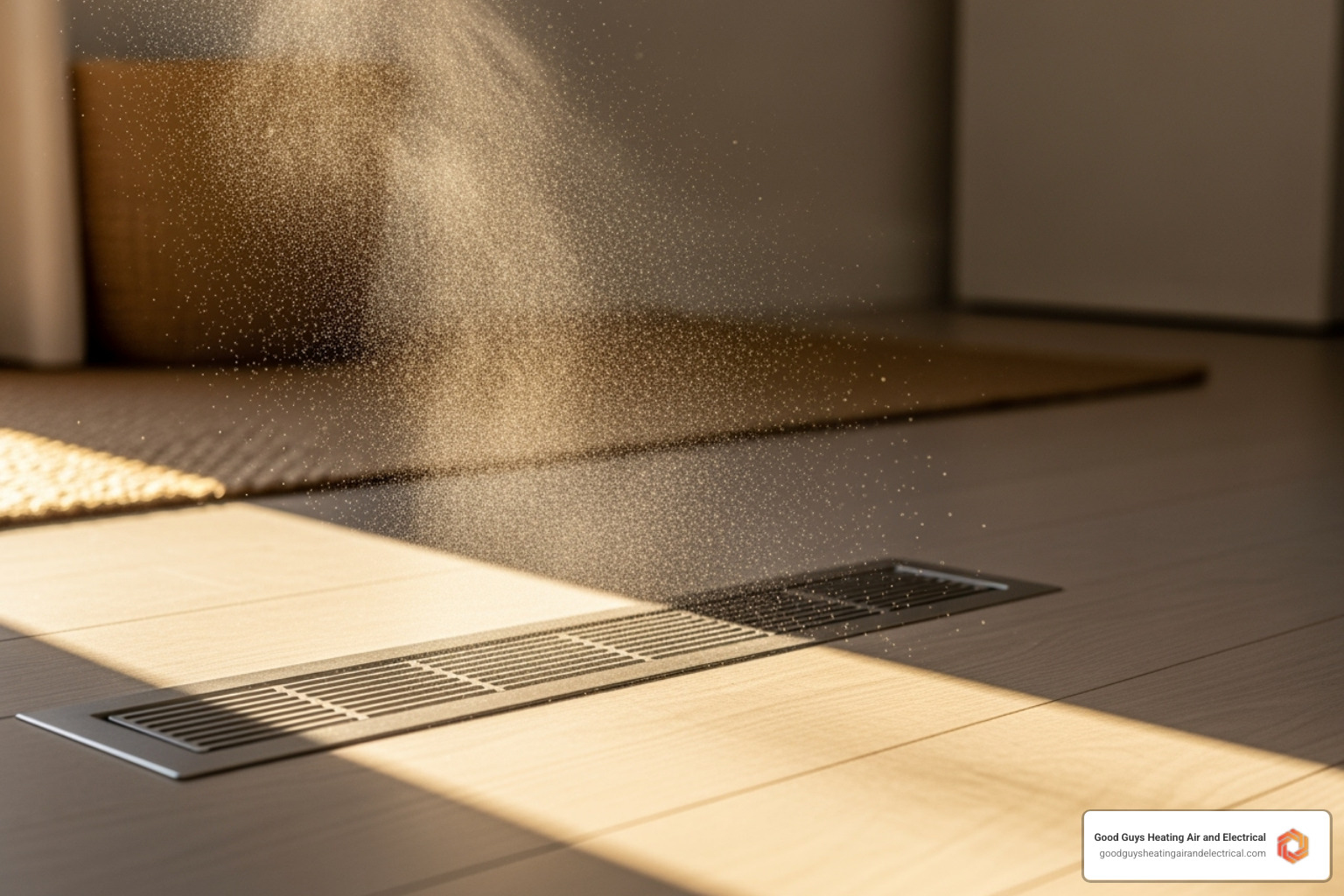 dust particles illuminated by sunlight near a floor vent - duct maintenance snohomish wa